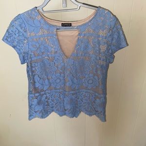 Express light blue lined Lace top